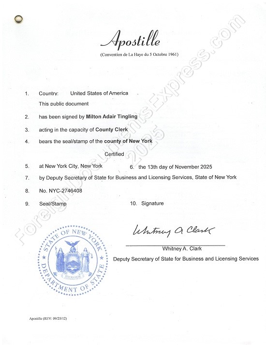 New York apostille Hague apostille from New York